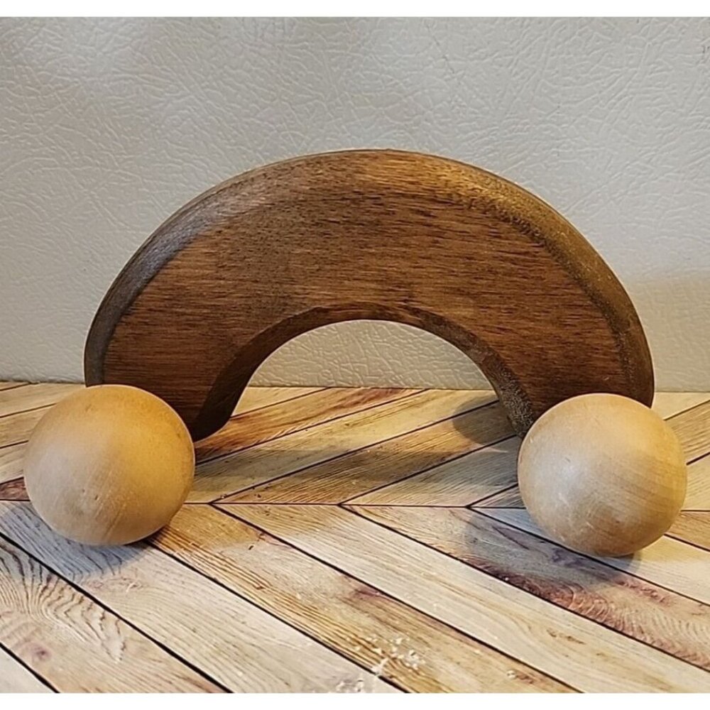 Wooden Wheel Roller Massager Acupressure Back Handheld Vintage